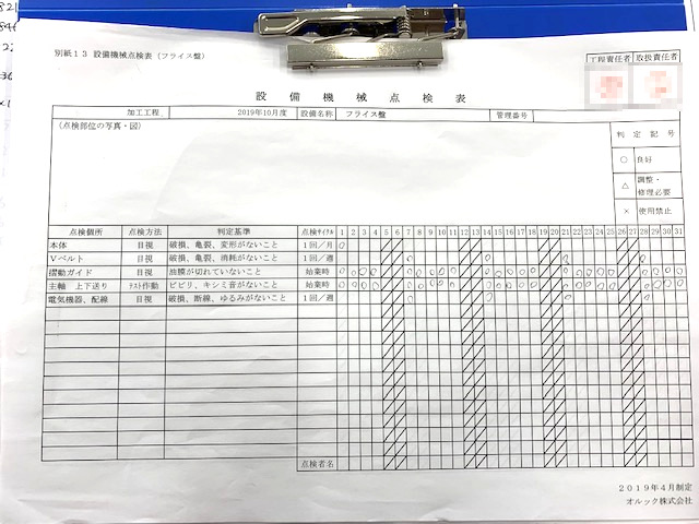 設備機械点検表